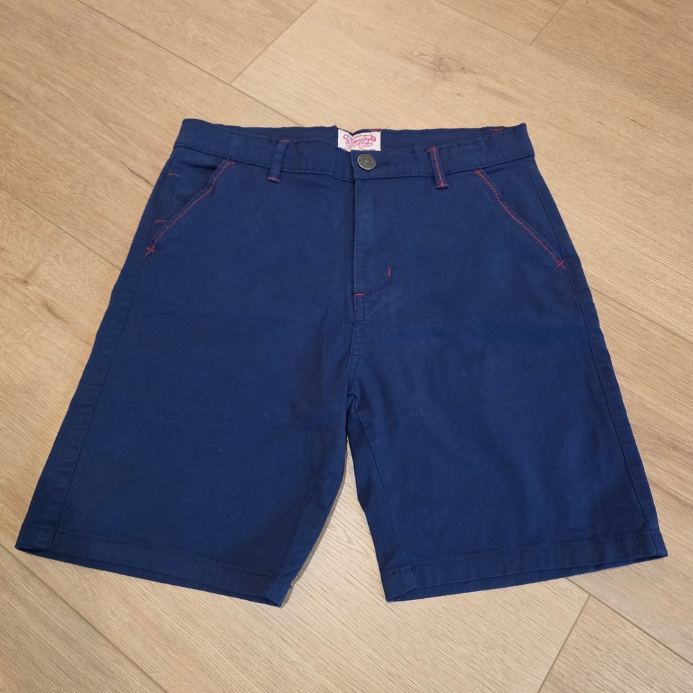 AussieBum Authentic Chino Navy Blue Shorts Red Contrast Stitching Mens Size S